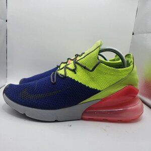 Nike Air Max 270 Flyknit Men’s 10 Blue Pink Green Volt A01023-501